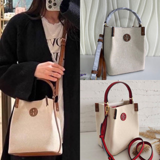 🎀(สด-ผ่อน) กระเป๋า 8.4 นิ้ว 86843 TORYBURCH BLAKE CANVAS BUCKET