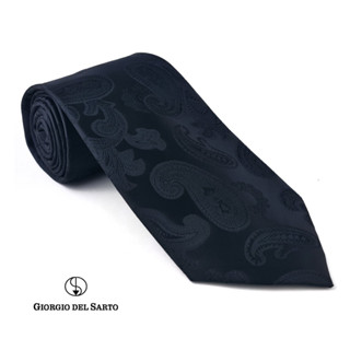 Giorgio Del Sarto Necktie 8.5 cm Black with Fabric Texture เนคไทสีดำมีเท็กเจอร์