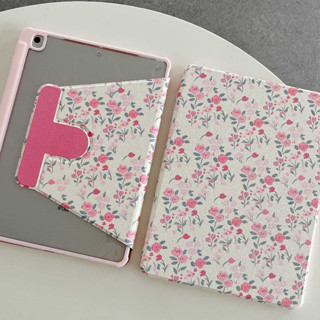 🪐24 ชั่วโมงเคส🪐 เคสiPadหมุน 360° Air5 Gen9 Floral Rose ช่องใส่ปากกาขวา Acrylic เคส ipad Pro 11 2021 gen10 air4 air3 Gen8