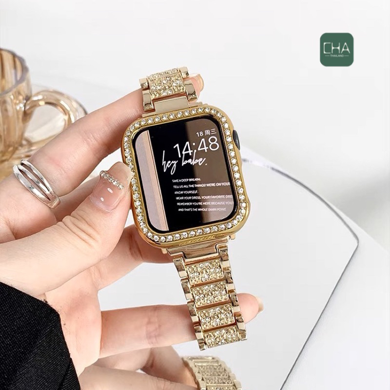 สายเหล็ก เเบบ เพชร มาใหม่ กับ Watch 8 ultra 7 6 5  Size 40/41mm 44/45/49mm สายนาฬิกา สาย iwatch SEA