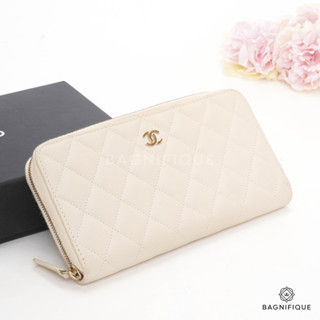 CHANEL ZIPPY WALLET LONG WHITE CAVIAR GHW