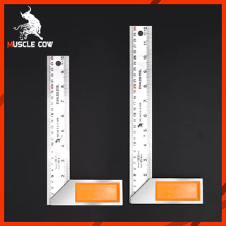 MUSCLE COW ฉากวัดไม้หน้าใหญ่ สแตนเลส ใช้ได้ทั้งงานไม้ งานเหล็ก มีให้เลือก 2 ขนาด 10"-12" แผ่นไม้บรรทัด ผลิตจากสแตนเลสหนา