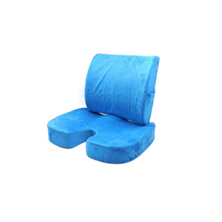 Chair cushion หุ้มผ้ากำมะหยี่ ชุดเบาะรองนั่ง เบาะรองหลัง เพื่อสุขภาพ ลดแรงกดทับ สีน้ำเงิน ST211018BU