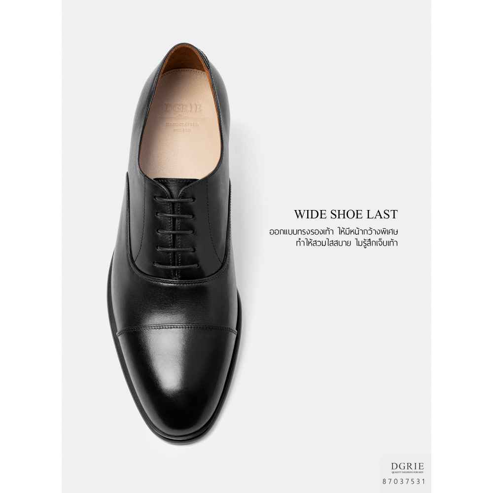 DGRIE Black Round Cap Toe Oxford Shoes-รองเท้าหนังสีดำ