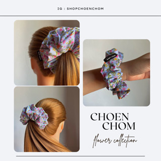 🫧 scrunchie flower :ยางมัดผม summer เนื้อผ้าดี (ขนาดกลาง 5นิ้ว) ลายดอกไม้ สีสดใสน่ารัก🫧