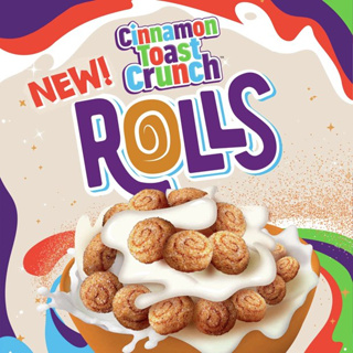 CINNAMON TOAST CRUNCH ROLLS  อาหารเช้าซีเรียลรสชาติของซินนามอนโรลรูปขนมปังอบเชย  น้ำหนัก 303 กรัม BBF 17/08/23