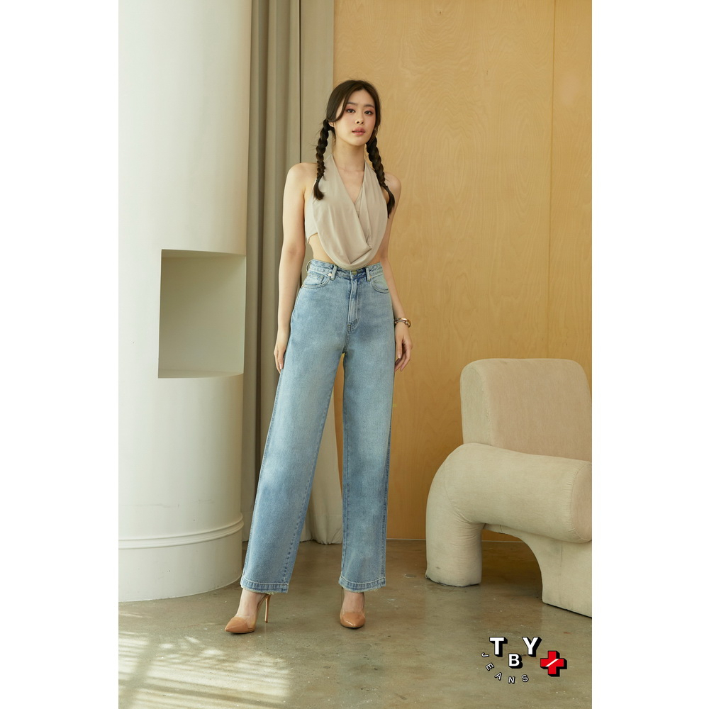 TBY JEANS by Beary กางเกงยีนส์ทรงกระบอก ทรงลิซ่า เอวสูง ที่ใครใส่ก็สูง รุ่น T3100