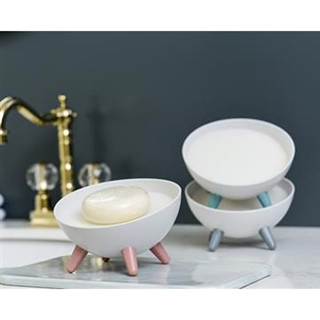 Soap Dish ที่วางสบู่ก้อน มีรูระบายน้ำ สีชมพู 13x13x6cm ST200224-4P