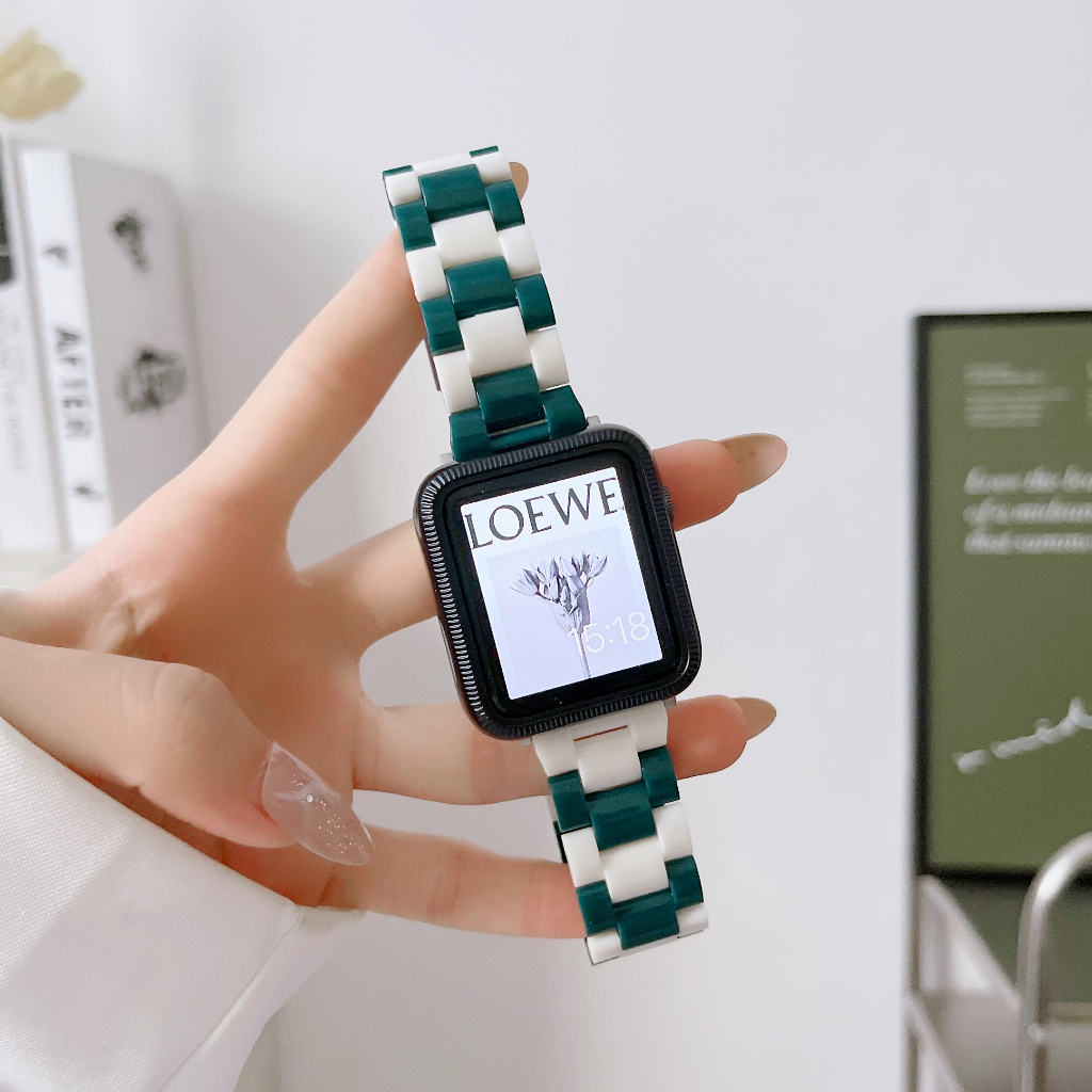 PC สายเรซิ่นสำหรับ apple watch series Ultra 8 7 6 SE 5 4 3 2 1 สายจับคู่สี 49 มม. 41 มม. 45 มม. 44 มม. 42 มม. 38 มม.40mm