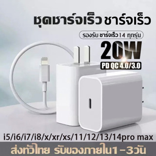 [ประกัน1ปี] ชุดสาย⚡️PDชาร์จเร็ว [20วัตต์] รองรับ20W 35W (โปรโมชั่น)【สำหรับ ไอ5～14pro max / ไอpad】pd 20w 35W type c - L