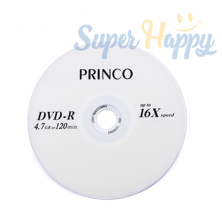 แผ่นดีวีดี DVD-R PRINCO​(1 แผ่น) 4.7GB​ 120MIN ขนาดความจุ 4.7 GB บันทึก VDO 120 นาที ต่อแผ่น