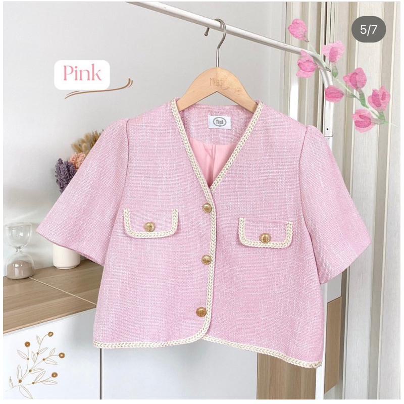 Futon Tweed Top Pink Miladi