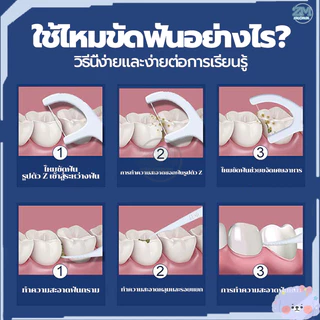 ไหมขัดฟัน ไหมขัดฟันชนิดด้าม ไม้จิ้มฟันพลาสติก 50ชิ้น/กล่อง ไหมขัดฟันแบบแท่ง ไหมขัดฟันแบบด้าม เพื่อขจัดสิ่งตกค้าง