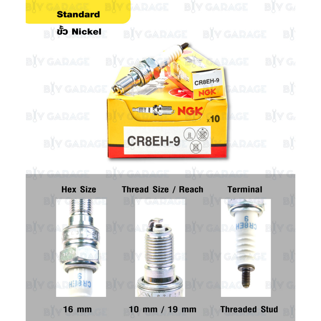 NGK หัวเทียนขั้ว NICKEL CR8EH-9  ใช้สำหรับรถยนต์มอเตอร์ไซค์ Honda CB400 SF - รูปที่ 4