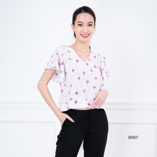 AMILA Blouse AM-B957 พีชสกิน แขนสั้น IGPU22-9