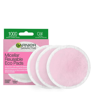 พร้อมส่ง ของแท้ Garnier Micellar Reusable Make-up Remover Eco Pads (3 pads)