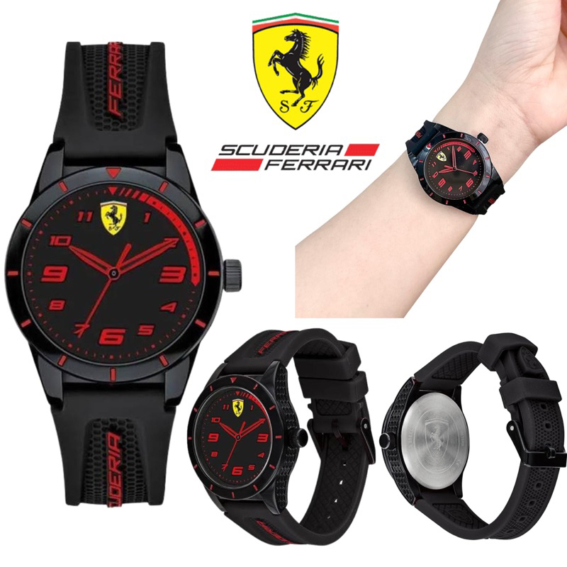 ✨พร้อมส่ง✨ นาฬิกา Ferrari พร้อมป้าย/กล่อง ของแท้ 100% หน้าปัด 34mm (ไม่รวมเม็ดมะยม) ระบบถ่าน สำหรับเ