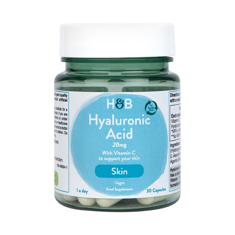 💙แท้💯%จากอังกฤษ🇬🇧เพื่อผิวเนียนใส ลดริ้วรอย🌟Holland& Barrett✨Hyaluronic Acid+ VitaminC✨ 20mg-30Capsules