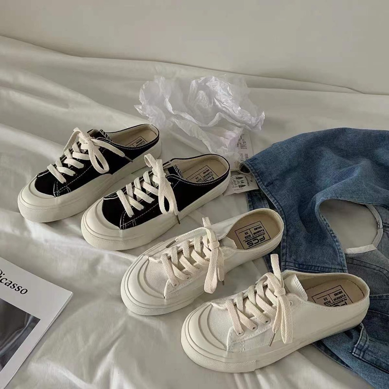 [พร้อมส่งจาก🇹🇭]รองเท้าผ้าใบเปิดส้น มี s.35-40