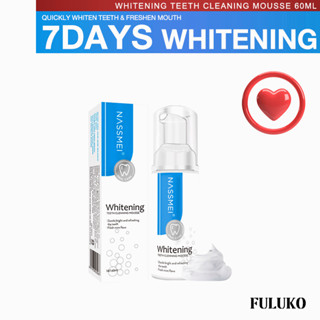 FULUKO   ยาสีฟันไวท์เทนนิ่ง 60ML ฟันขาว ขจัดกลิ่นปาก ฟอกสีฟัน ยาสีฟันฟอกขาว ทำความสะอาดฟัน ฟอกฟันขาวแท้ ยาสีฟันลดกลิ่น