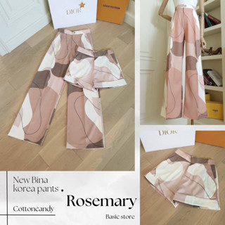 New Bina korea pants 🌷กางเกงขายาว/ขาสั้นเอวสูง พิมพ์ลาย สีพาสเทล งานป้าย Cottoncandy #Rosemary Basicstore