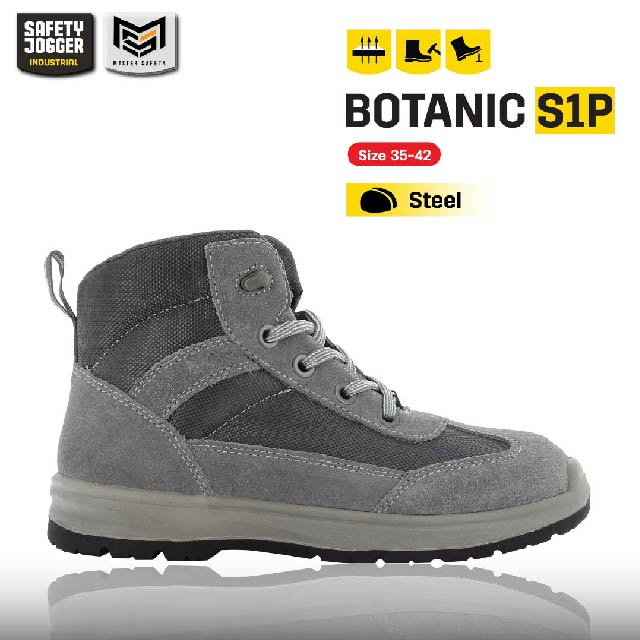 [ของแท้พร้อมส่ง] Safety Jogger รุ่น BOTANIC S1P รองเท้าเซฟตี้ผู้หญิง หุ้มข้อ หัวเหล็ก พื้นกันทะลุ พื