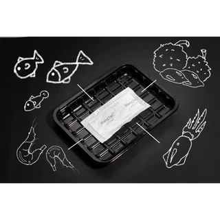 แผ่นดูดซับน้ำอาหารสด 16x8cm 100แผ่น✅ Absorbent food pads ใช้รอง เนื้อสัตว์ ปลา แซลมอล ผลไม้ D-DRYค่ะ / รองอาหาร