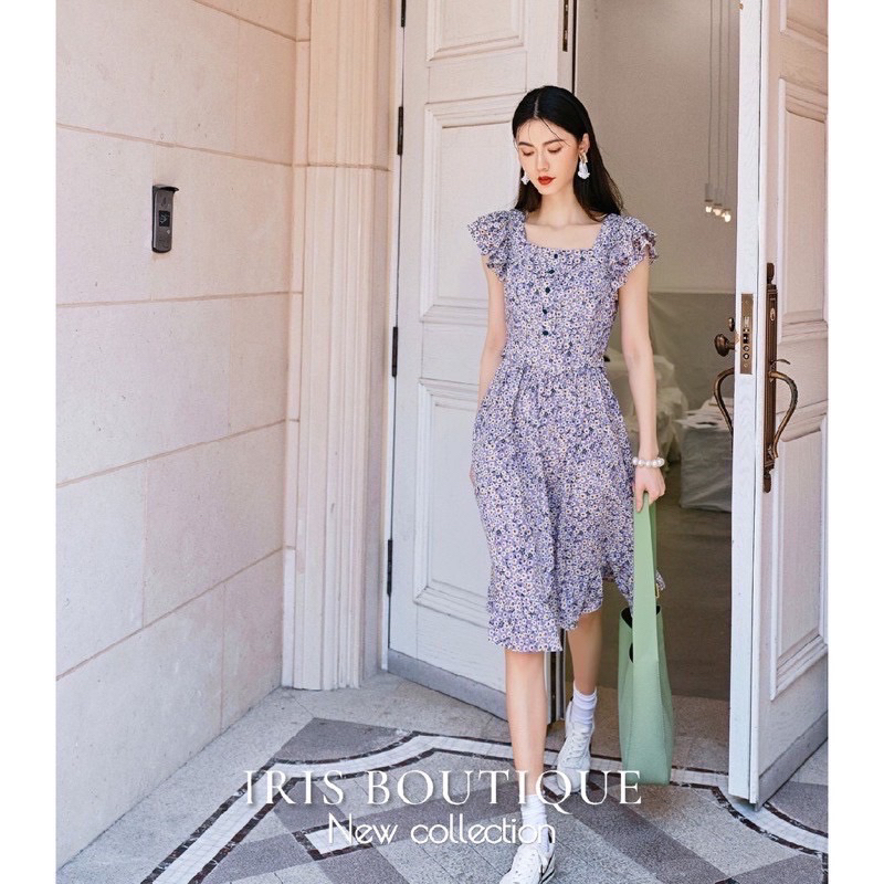 เดรสร้าน Iris Boutique Bkk ลายดอกไม้สีม่วง