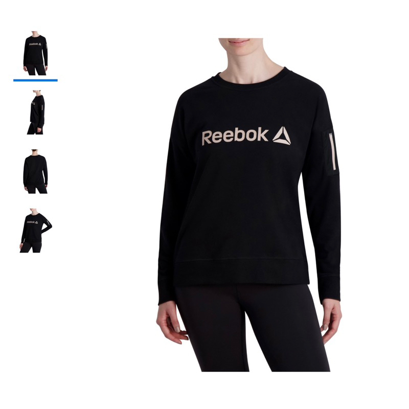 เสื้อสเวตเตอร์แขนยาวReebok Reebok Women's Level up Crewneck Sweatshirt with Woven Zippered Arm Pocket - รูปที่ 3