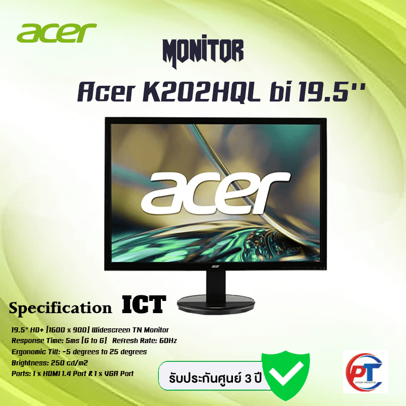 Monitor 19.5" ACER K202HQL bi LED (VGA, HDMI)