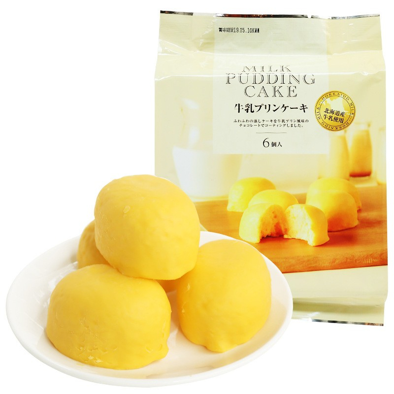 Milk pudding cake [maruto brand] ขนมเค้กรสพุดดิ้ง บรรจุ6ชิ้น หวาน หอม อร่อย gyunyu purin cake [ทักถา
