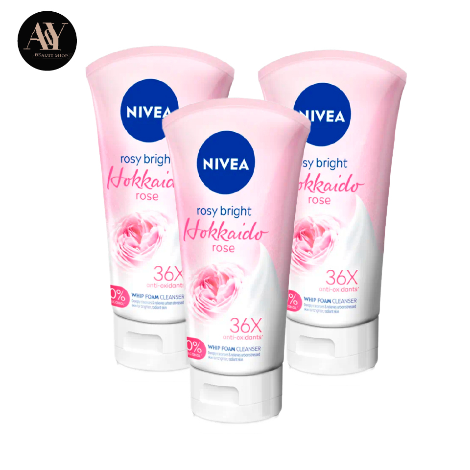 โฟมล้างหน้า (NIVEA) โรซี่ ไบรท์ ฮอกไกโด โรส เซรั่ม วิป โฟม 50มล. ROSY WHITE HOKKAIDO ROSE  WHITENING