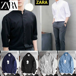 เสื้อเชิ้ตแขนยาว Zara 👔 เสื้อเชิ้ตแขนยาวคอกลม | เสื้อเชิ้ตออกงาน | เสื้อเชิ้ตแบรนด์เนม