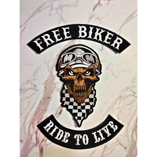 ตัวรีดติดเสื้อขนาดใหญ่ Set Free Biker (1set/3pcs) ตกแต่งเสื้อผ้า แจ๊คเก็ตยีนส์ Hipster Embroidered Iron On Sew on