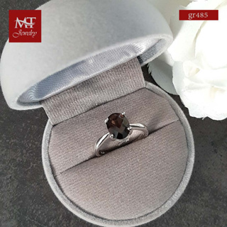 MT  แหวนพลอยแท้ สโมกี้ ควอทซ์ (Smoky Quartz) ตัวเรือนเงินแท้ ชุบทองคำขาว  Natural Gemstone Silver Ring (gr485) ไซส์ : 55, 57, 60 MT Jewelry (มณีธารา)