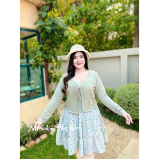 🎈Plussize เดรสคนอ้วน🎈 L 40-50 XL 50-60 (สม๊อคหลัง) ยาว 36-39 รวมสาย