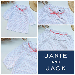 Janie and Jack “Pink Heart Print Ruffle Collar Cotton Top