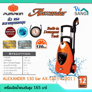 เครื่องฉีดน้ำแรงดันสูง Pumpkin ALEXANDER 130 บาร์ ใช้งานทั่วไปภายในบ้าน เช่น คราบตะไคร่น้ำ ดินโคลนที่ติดพื้น@wsang