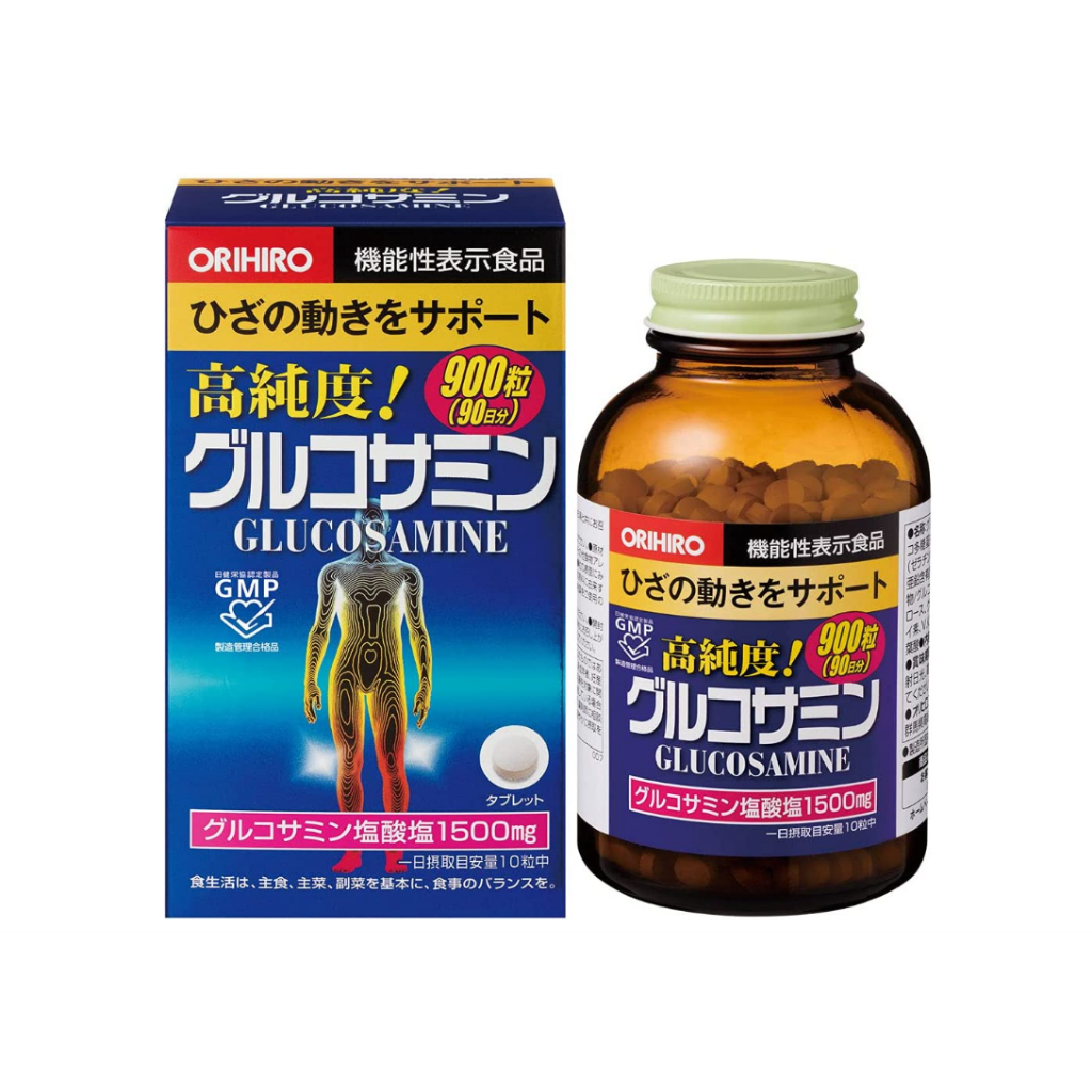 ORIHIRO Glucosamine 1500mg โอริฮิโร กลูโคซามีน ชนิดเม็ด 90วัน / ผง เสริมน้ำไขข้อ ดูแชข้อเสื่อม