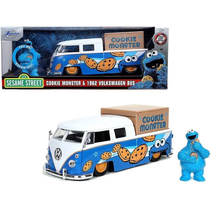 Sesame Street 1962 Volkswagen Bus Truck 1:24 Scale Diecast Model Cookie Monster