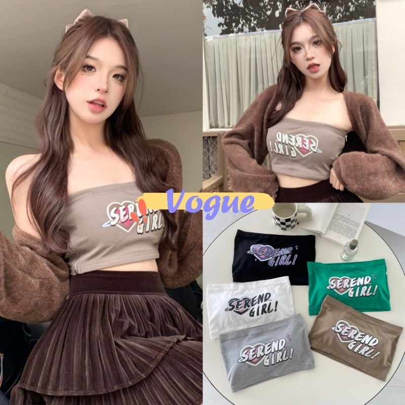 Vogue พร้อมส่ง เสื้อเกาะไหมพรม มีฟองน้ำ ดีเทลลายหัวใจตัวอักษรน่ารักมากคิ้วสุดๆ (FY2027/FY2424) -H