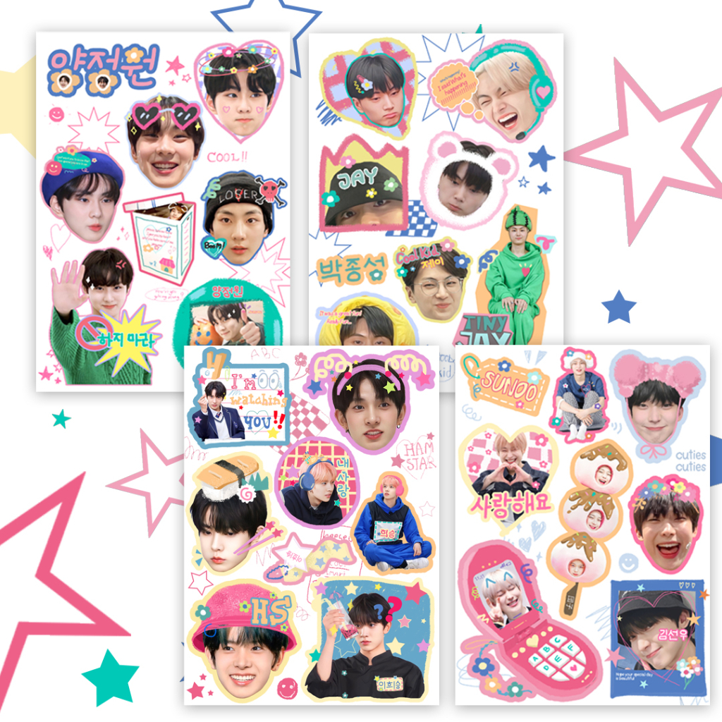 ✿ Enhypen✿  Jay Jungwon Sunoo Heeseung สติ๊กเกอร์ไดคัทเนื้อPPกันน้ำ ขนาดA7 (เจย์ จองวอน ซอนอู ฮีซึง เจค)