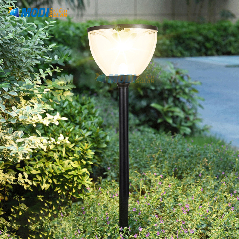 MODI โคมไฟหัวเสาโซล่าเซลล์ สีขาว/เหลือง 4W Outdoor garden light ไฟยึดผนัง ไฟตั้งพื้น กันน้ำIP65