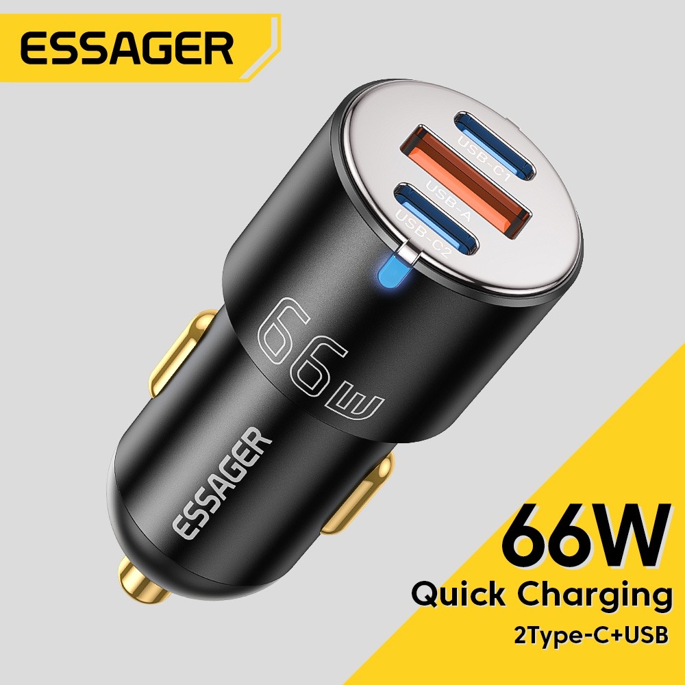 Essager อะแดปเตอร์ชาร์จ USB Type C คู่ ชาร์จเร็ว สําหรับ iP 13 12 Xiaomi Samsung PD3.0 USB Type C รุ่น Y66W