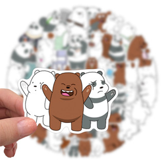 💥พร้อมส่ง💥BIG SIZE Cute bear 36แผ่น STICKER กันน้ำ สติ๊กเกอร์ ใช้ซ้ำได้ โทรศัพท์มือถื we bare bears 3 หมีจอมป่วน