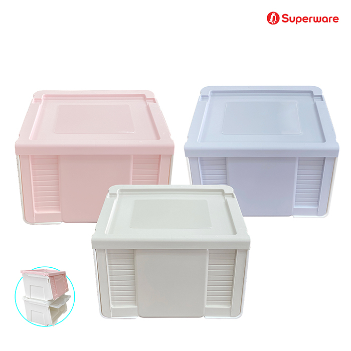 Srithai Superware ชั้นเก็บของอเนกประสงค์ กล่องพลาสติก กล่องอเนกประสงค์ ลังเก็บของ กล่องเก็บของ รุ่นฝาสไลด์ เปิด-ปิด ไซส์