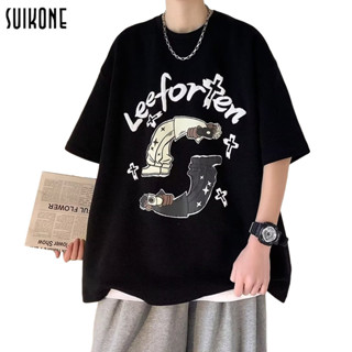 Suikone เสื้อยืดผู้ชาย ฤดูร้อน ใหม่ เป็นที่นิยม ลายตัวอักษร Oversized แขนสั้น เสื้อยืด 2สี M~8XL