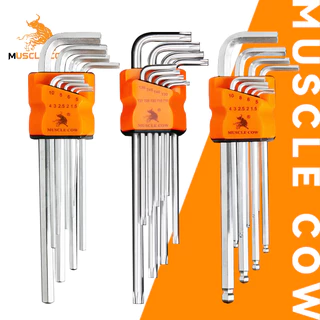 MUSCLE COW กุญแจหกเหลี่ยม 9 ชิ้น เหล็กเกรด CR-V แท้ 100% แข็งแรง ทนทาน มีให้เลือก หัวบอล ,หัวตรง ,หัวดาว(มีรู) ประแจแอล