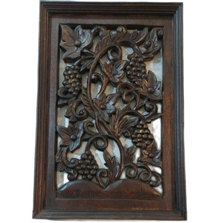 รูปภาพแขวนไม้แกะสลัก (49 cm) Wall art of flower wood decoration