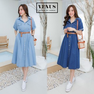 MaxiDress Jeans แม๊กซี่เดรสยีนคอปกแต่งกระดุมหน้า งานสวยน่ารักมากๆคะ